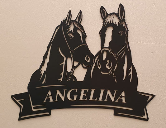 Plaque de porte chevaux personnalisable en métal
